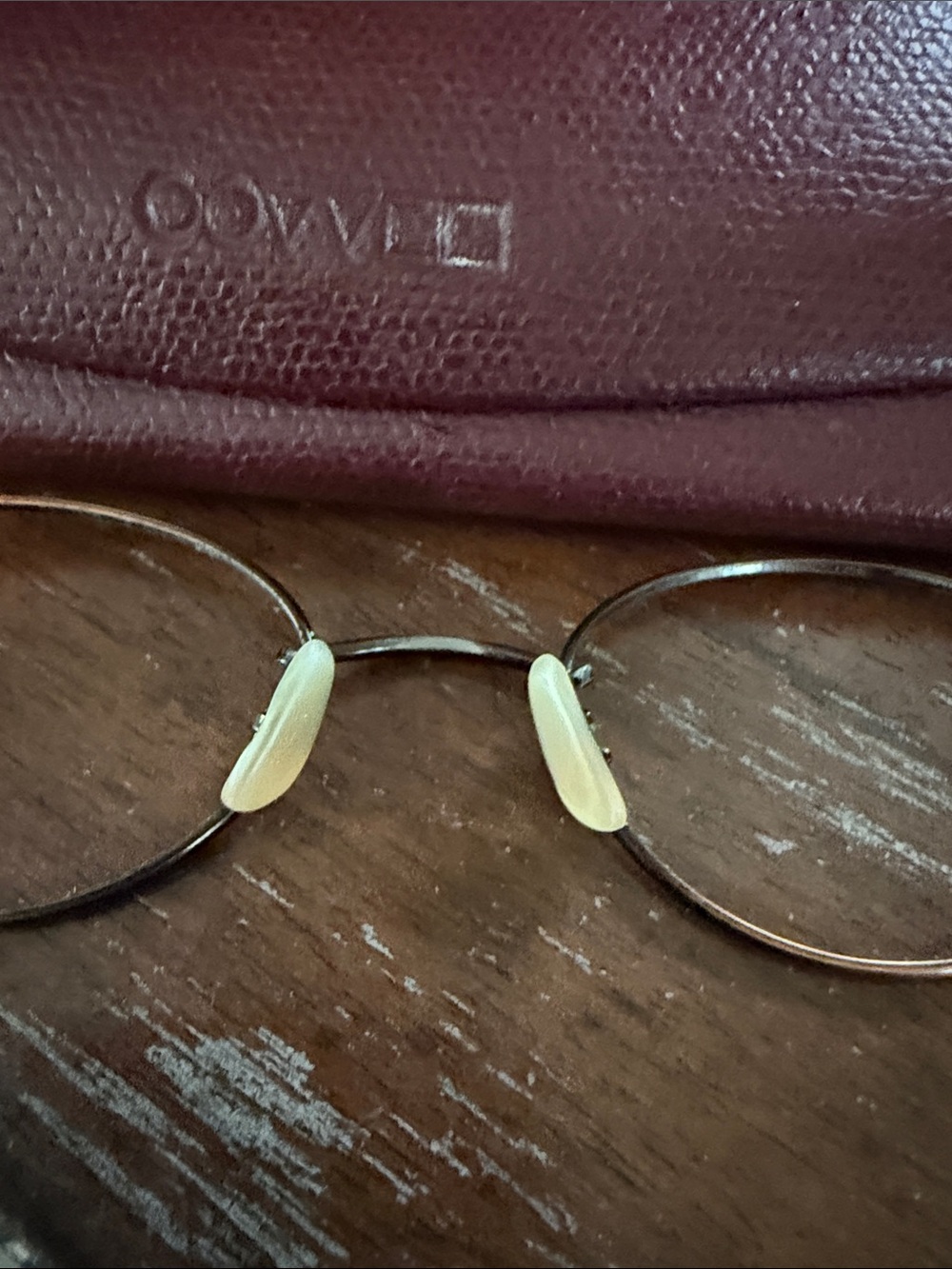Oliver Peoples OP553 copper colored Round Metal Eyeglasses with vintage red case - Picture 5 of 16